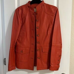 Margaret Godfrey Burnt Orange Leather Jacket Size 4 - Perfect Fall Jacket